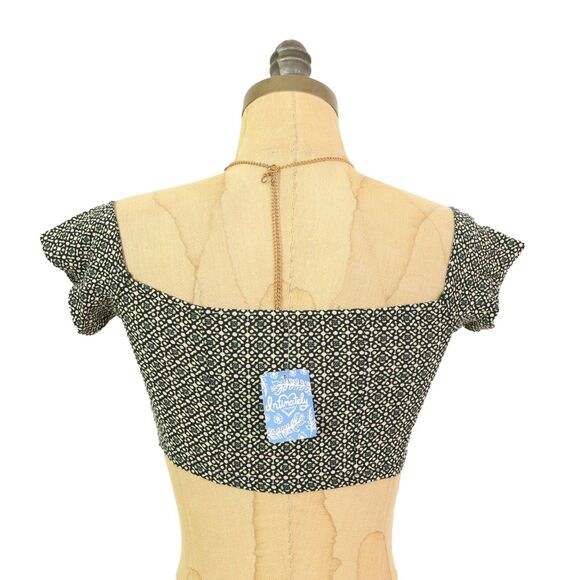 Free People Lucky Now Brami Crop Top XS Off Shoulder Black Combo NWT B92 - Picture 5 of 7